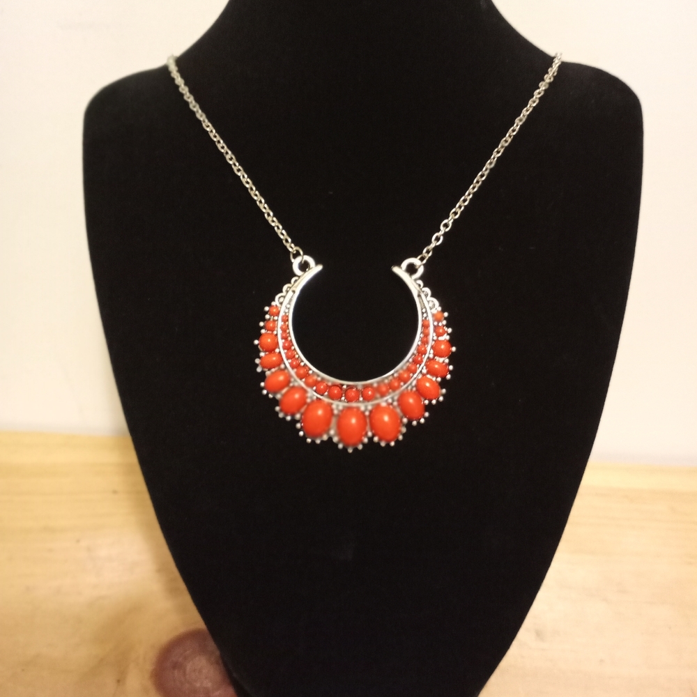 Red Jeweled Statement Necklace